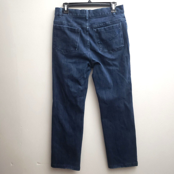 Soft Surroundings Womens Crop Jean 10 Straight Dark Wash High Rise Blue Capri - Picture 2 of 8